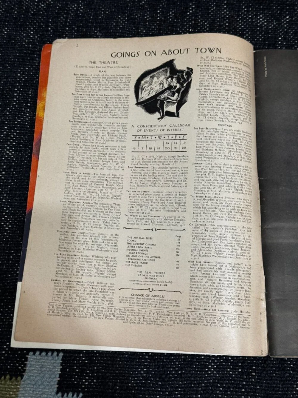 The New Yorker Magazine, March 15 1958, Vol. 034 No. 4, Birnbaum Cover, Vintage